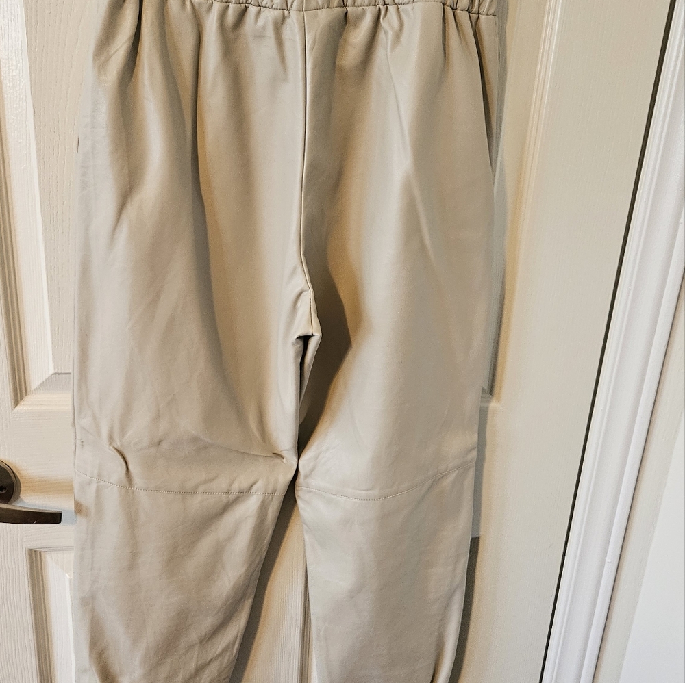 Faux leather pants, size medium, cream - Picture 2 of 4